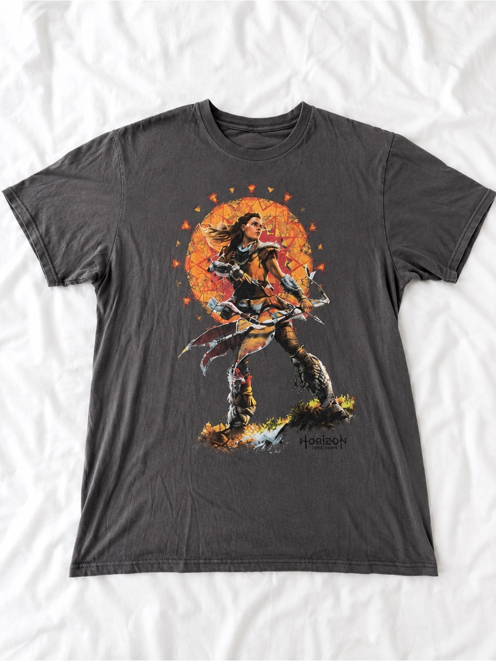Sony Horizon Graphic Short Sleeve Tee - Charcoal with Orange Accent